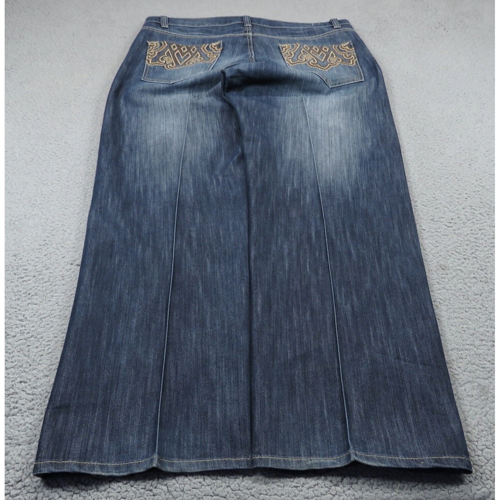 Avirex Baggy Jeans Mens 38x32 Y2K Embroidered Skater Grunge Wide Leg Blue Denim